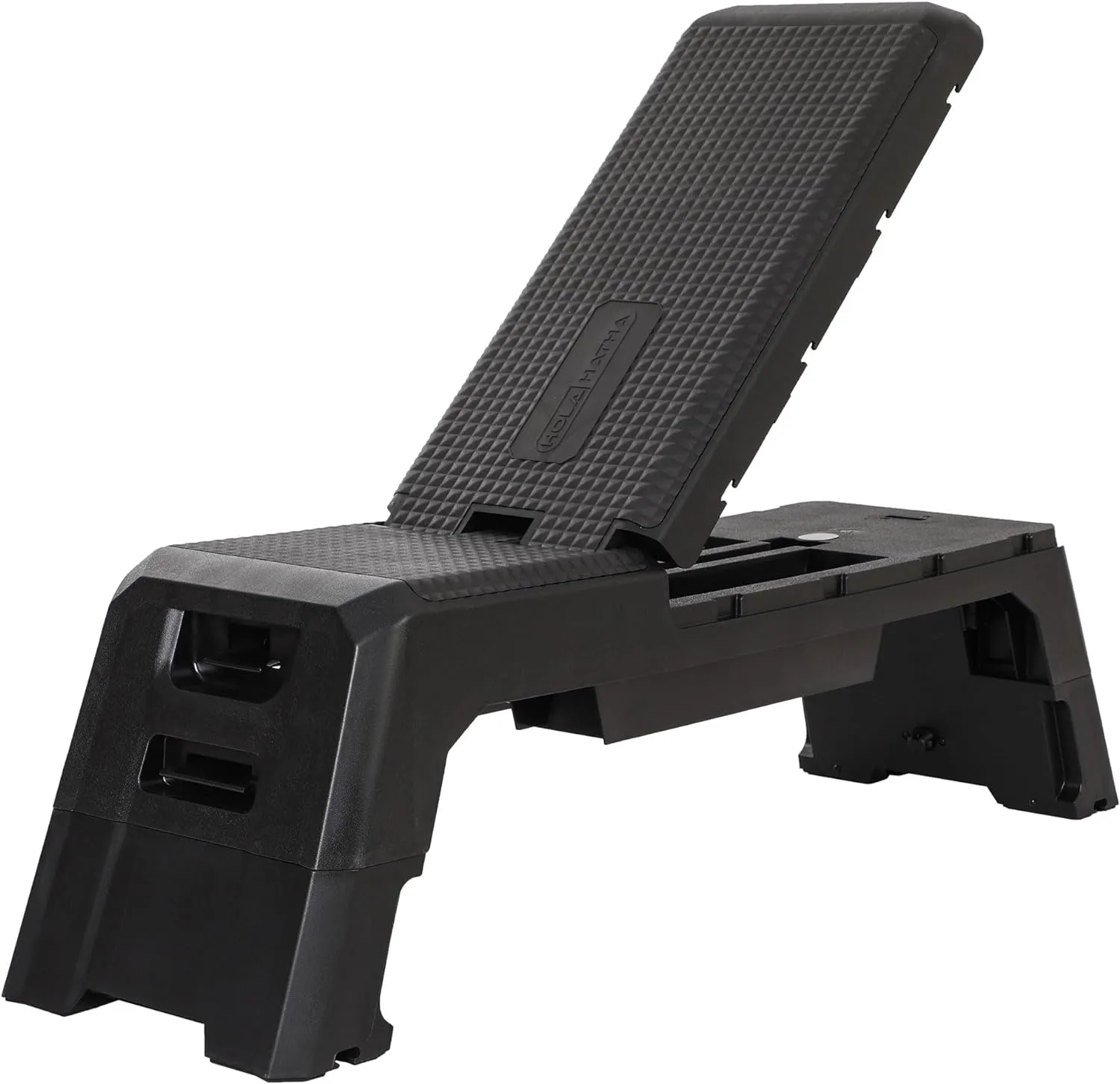 HolaHatha Adjustable Multi-Functional Exercise Bench 440 Pound Capacity Foldable Incline Deck, 8.5 to 14.5 Inch Height, Compact Design,