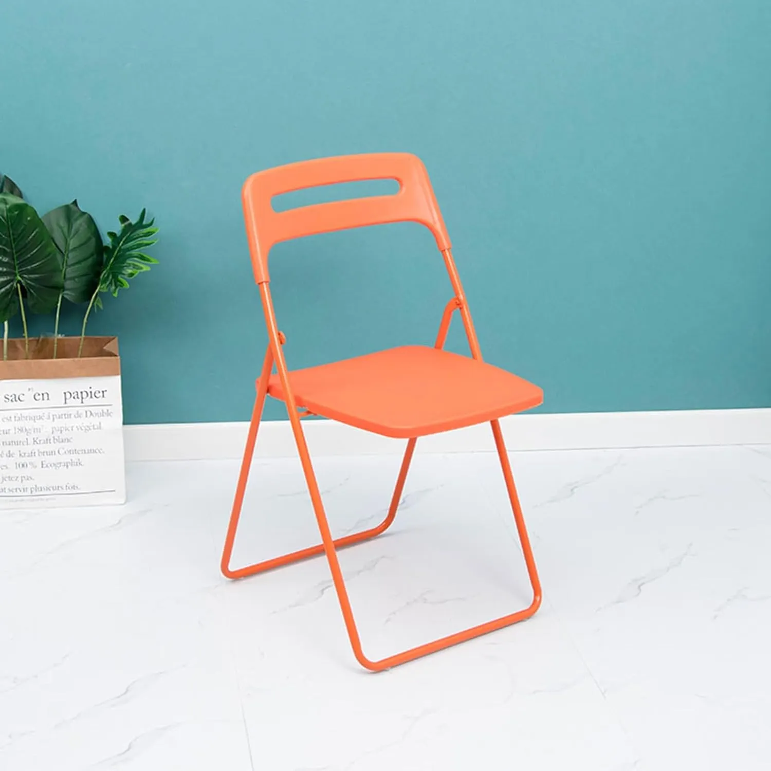 Home Outdoor Dining air Folding air Stool Plastic Portable backrest air(Oranje)