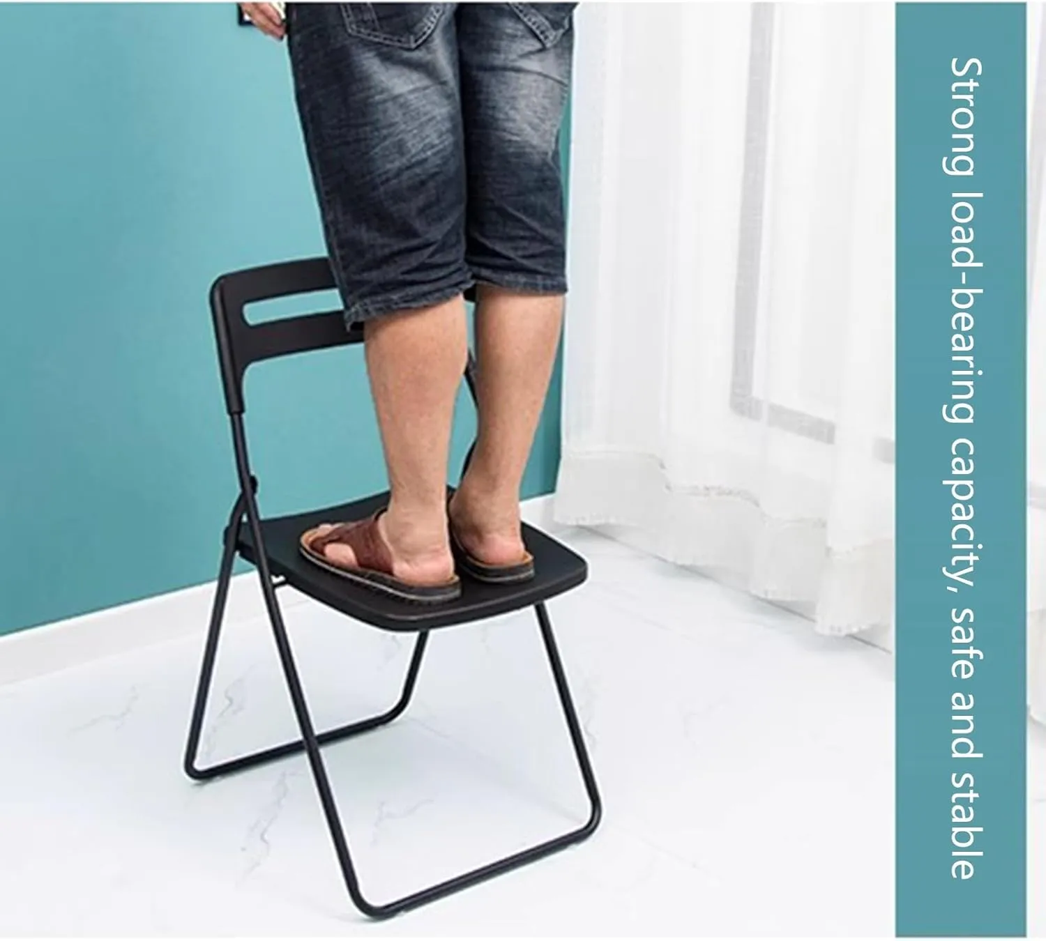Home Outdoor Dining air Folding air Stool Plastic Portable backrest air(Oranje)