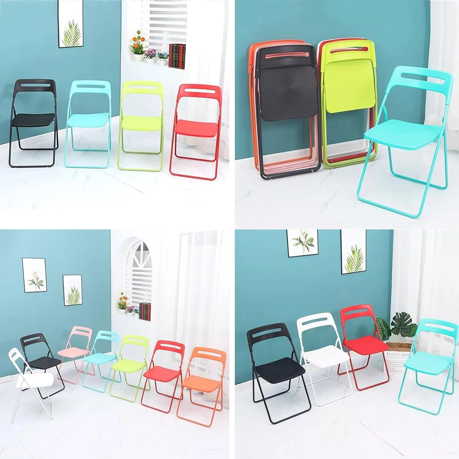 Home Outdoor Dining air Folding air Stool Plastic Portable backrest air(Oranje)