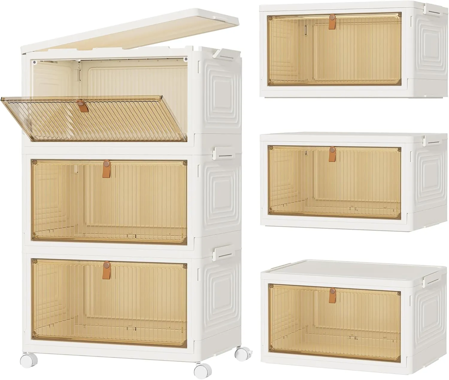 HOMIDEC Closet Organizers and Storage 70Qt 3 Pack Stackable Storage Bins with 3 Lids Closet Organizer Boxes for Clothes Foldable Storage Box (23Qt X 3)