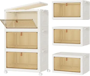 HOMIDEC Closet Organizers and Storage 70Qt 3 Pack Stackable Storage Bins with 3 Lids Closet Organizer Boxes for Clothes Foldable Storage Box (23Qt X 3)