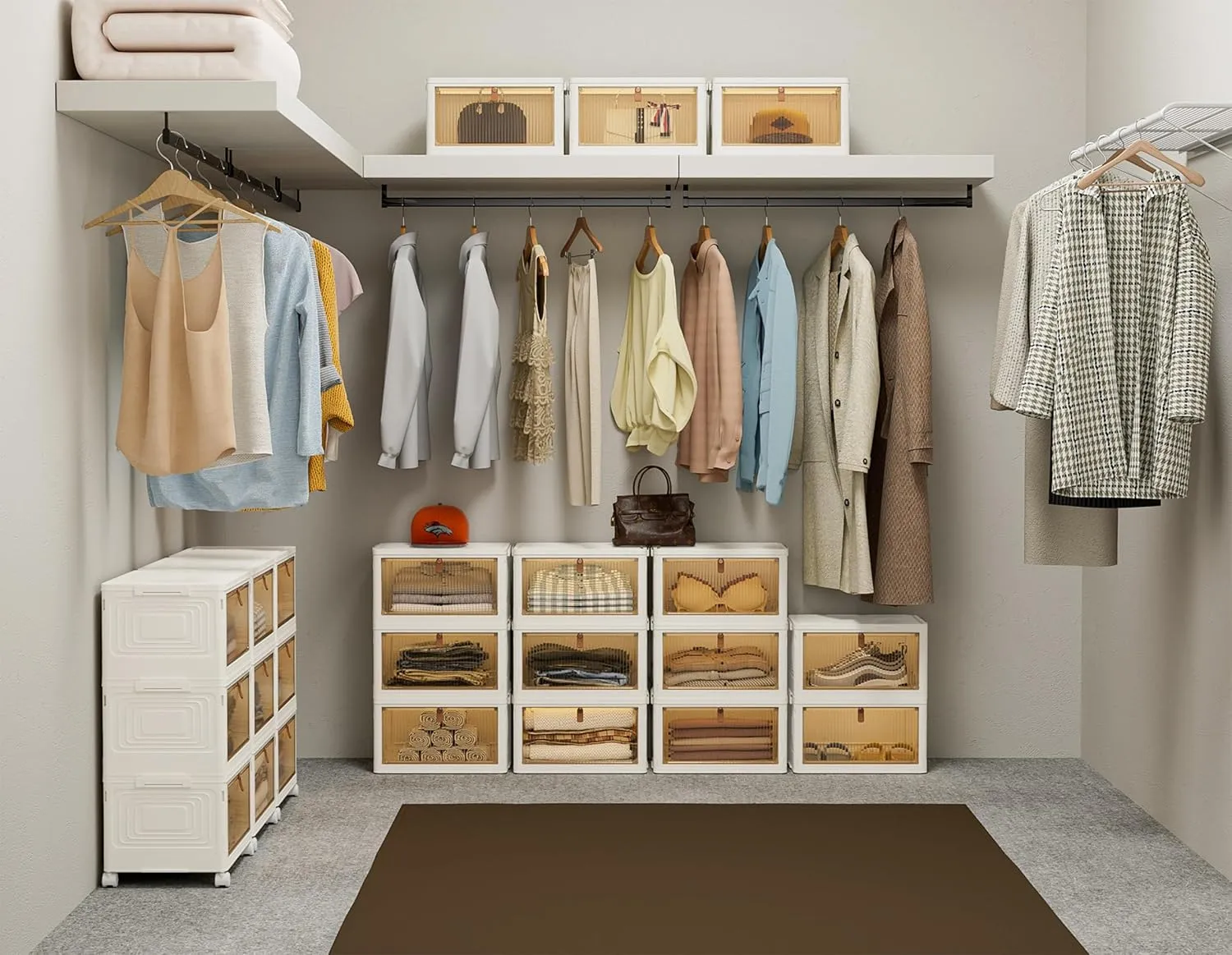 HOMIDEC Closet Organizers and Storage 70Qt 3 Pack Stackable Storage Bins with 3 Lids Closet Organizer Boxes for Clothes Foldable Storage Box (23Qt X 3)