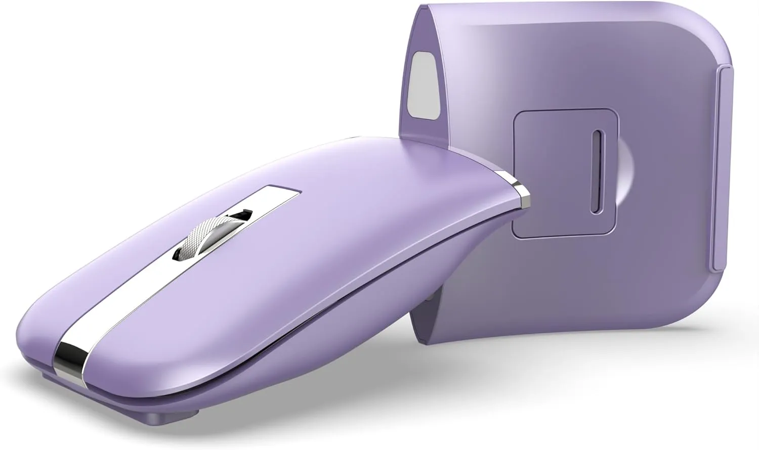 HXMJ-Foldable Bluetooth Travel Mouse,Wireless Portable 2.4G Arc Mice,Multi-Device (Bluetooth 2.4G),360° Rotating Rechargeable Flat Mice for Desktop PC Laptops Tablets-Purple