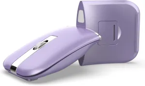 HXMJ-Foldable Bluetooth Travel Mouse,Wireless Portable 2.4G Arc Mice,Multi-Device (Bluetooth 2.4G),360° Rotating Rechargeable Flat Mice for Desktop PC Laptops Tablets-Purple