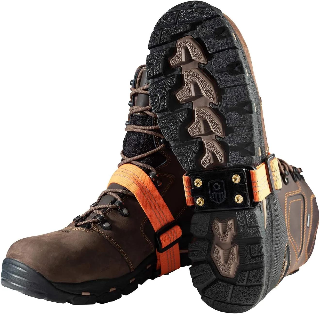 IMPACTO® MidCleat Traction Brass Non-Sparking Ice Cleat and Tread for Snow - Versatile, Lightweight and Durable - Fits Any Footwear, Easy Flip to Top Placement for Indoor Use