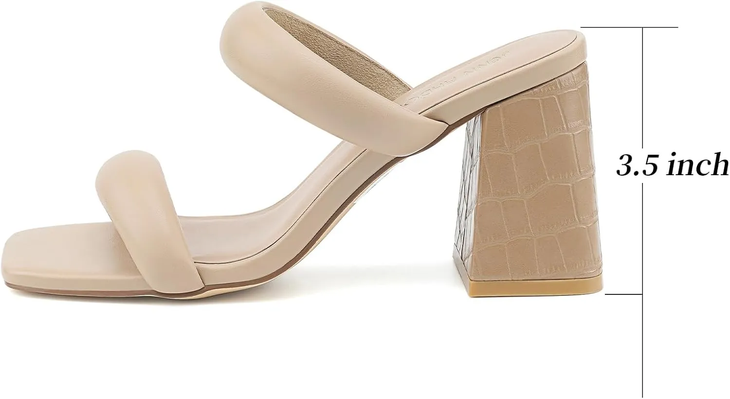JENN ARDOR Womens Chunky Heeled Mule Sandals Square Toe Block Heels Two Braid Strap Backless Pumps Dressy Sandals