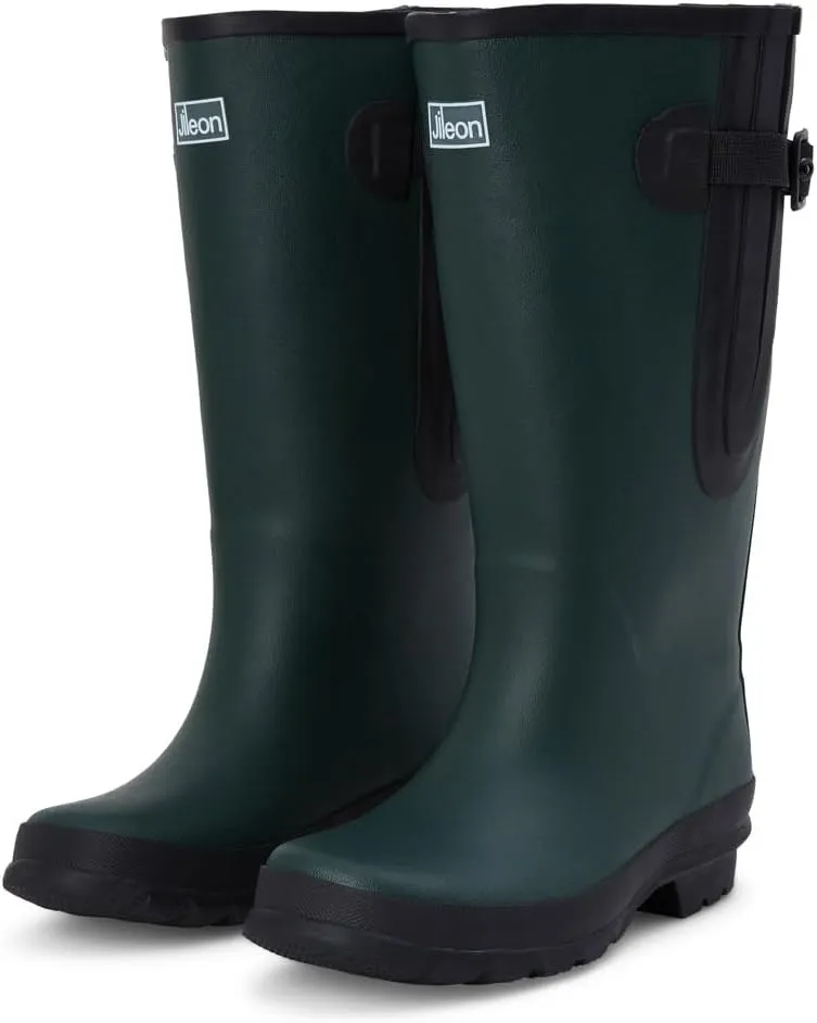 Jileon Extra Wide Calf Rain Boots - Ideal for Wide Feet, Ankles & Calves - Fit 16 to 23” Calves - Durable & Waterproof