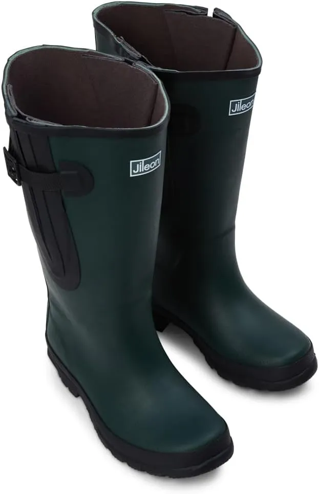 Jileon Extra Wide Calf Rain Boots - Ideal for Wide Feet, Ankles & Calves - Fit 16 to 23” Calves - Durable & Waterproof