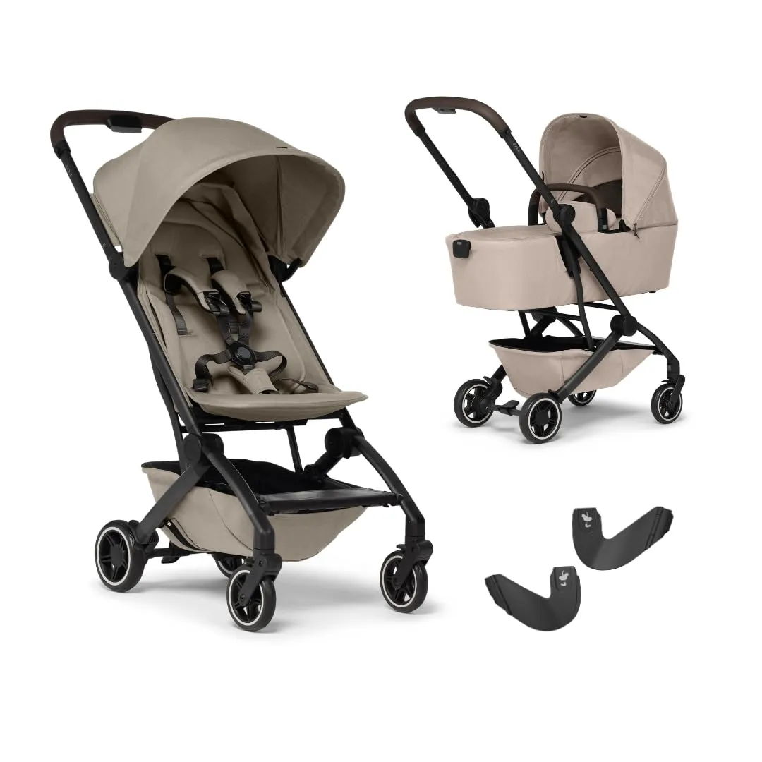 Joolz AER  Bundle - Lightweight Stroller for Baby with Bassinet and Car Seat Adapters. from Birth to Toddler (up to 50 lbs) - Airplane Compatible - Easy Foldable - Sandy Taupe