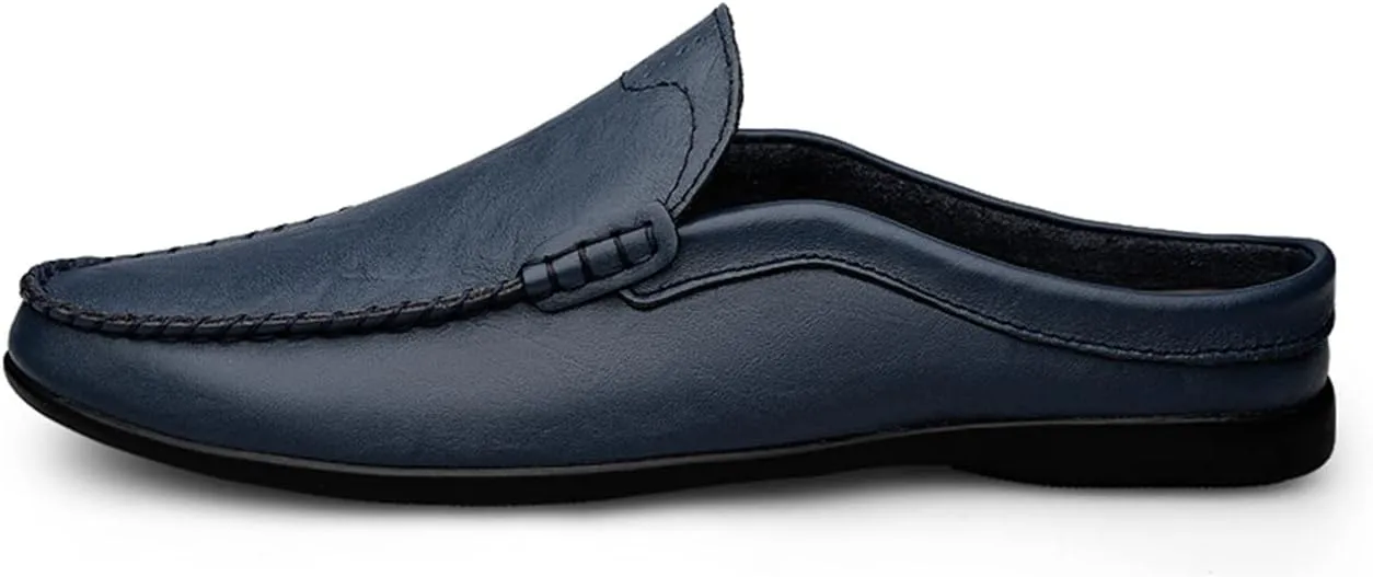 JOYVIP Mens Leater Mules Backless Slip on Walking Shoes Clog Slippers Casual Sandals