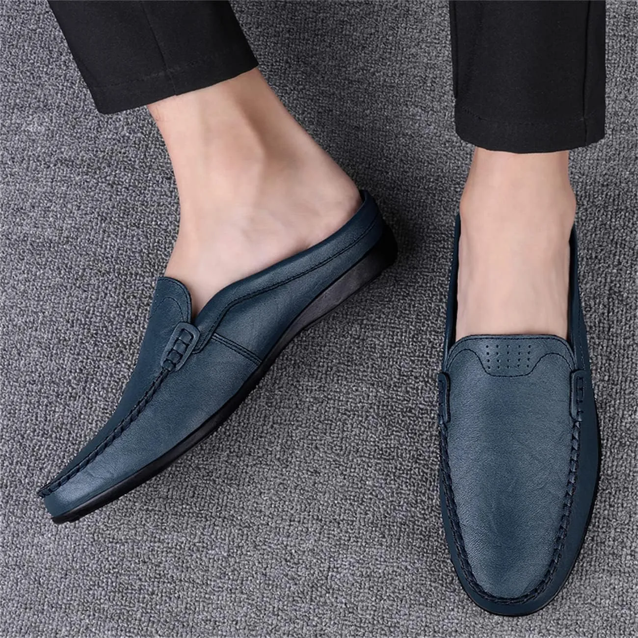 JOYVIP Mens Leater Mules Backless Slip on Walking Shoes Clog Slippers Casual Sandals