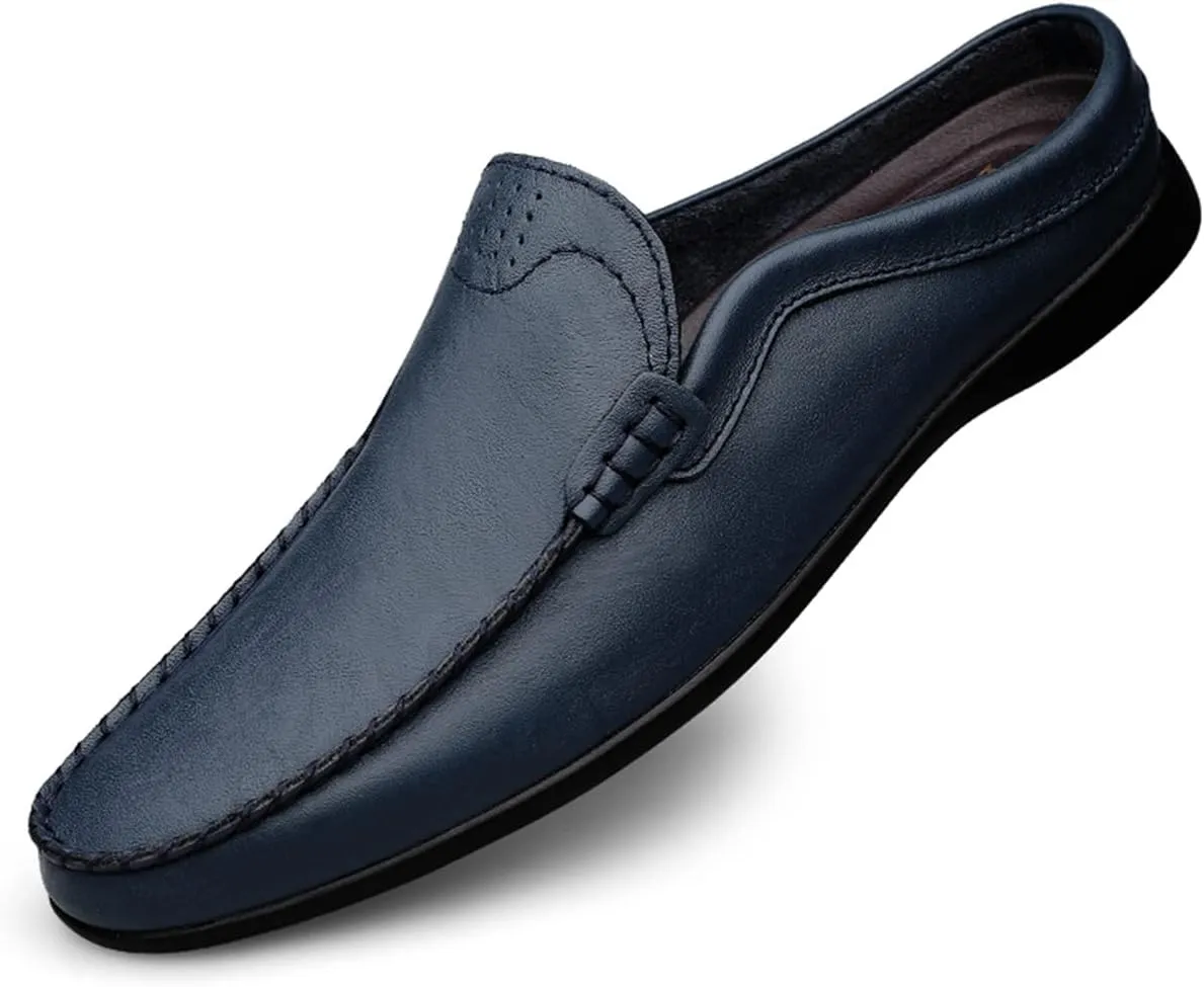 JOYVIP Mens Leater Mules Backless Slip on Walking Shoes Clog Slippers Casual Sandals