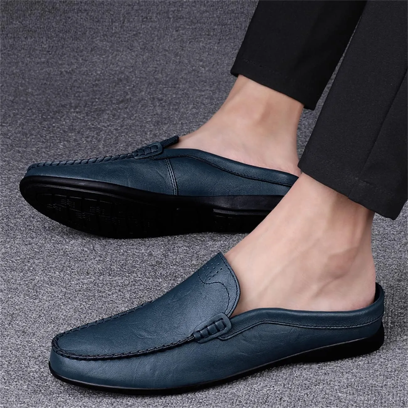 JOYVIP Mens Leater Mules Backless Slip on Walking Shoes Clog Slippers Casual Sandals