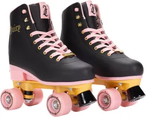 Juicy Couture Girls Rink Roller Skates Black Quad Roller Skates for Girls Classic High-Top Design for Indoor or Outdoor Skates and Roller Derby (Adjustable Sizes)