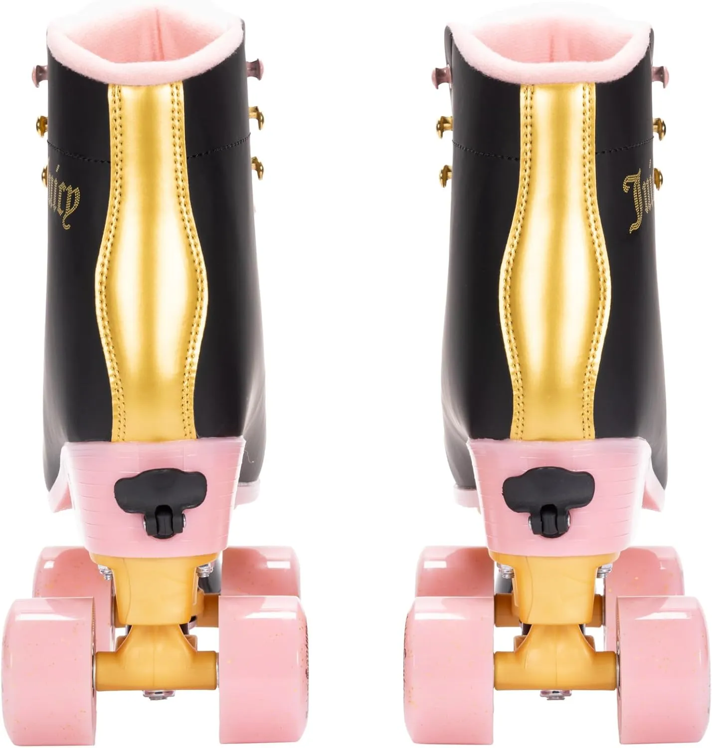 Juicy Couture Girls Rink Roller Skates Black Quad Roller Skates for Girls Classic High-Top Design for Indoor or Outdoor Skates and Roller Derby (Adjustable Sizes)