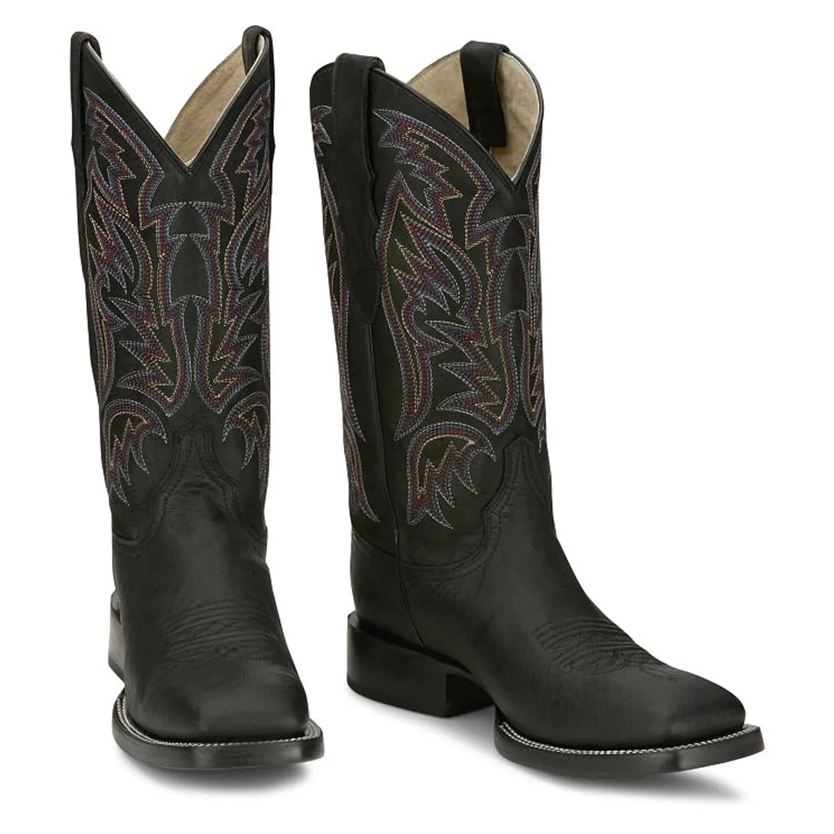 Justin Back Men Footwear Cowboy/Western King - Three Bars-Smooth Otrich Color Black(#AQ8142)