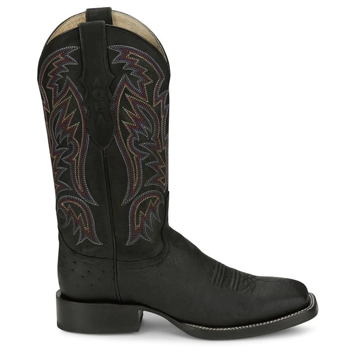 Justin Back Men Footwear Cowboy/Western King - Three Bars-Smooth Otrich Color Black(#AQ8142)