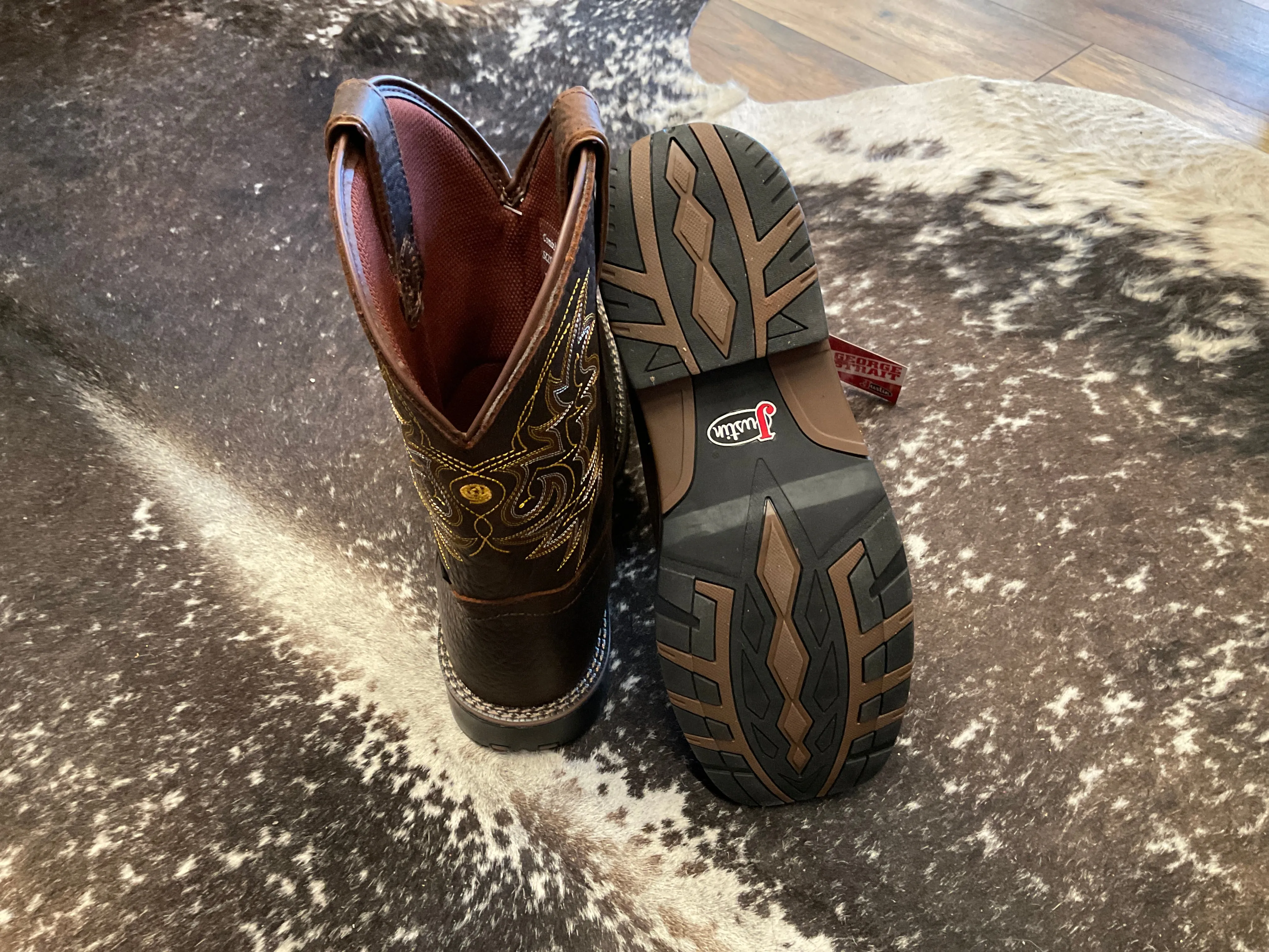 Justin Fireman Distressed Brown Water Buffalo-George Straits