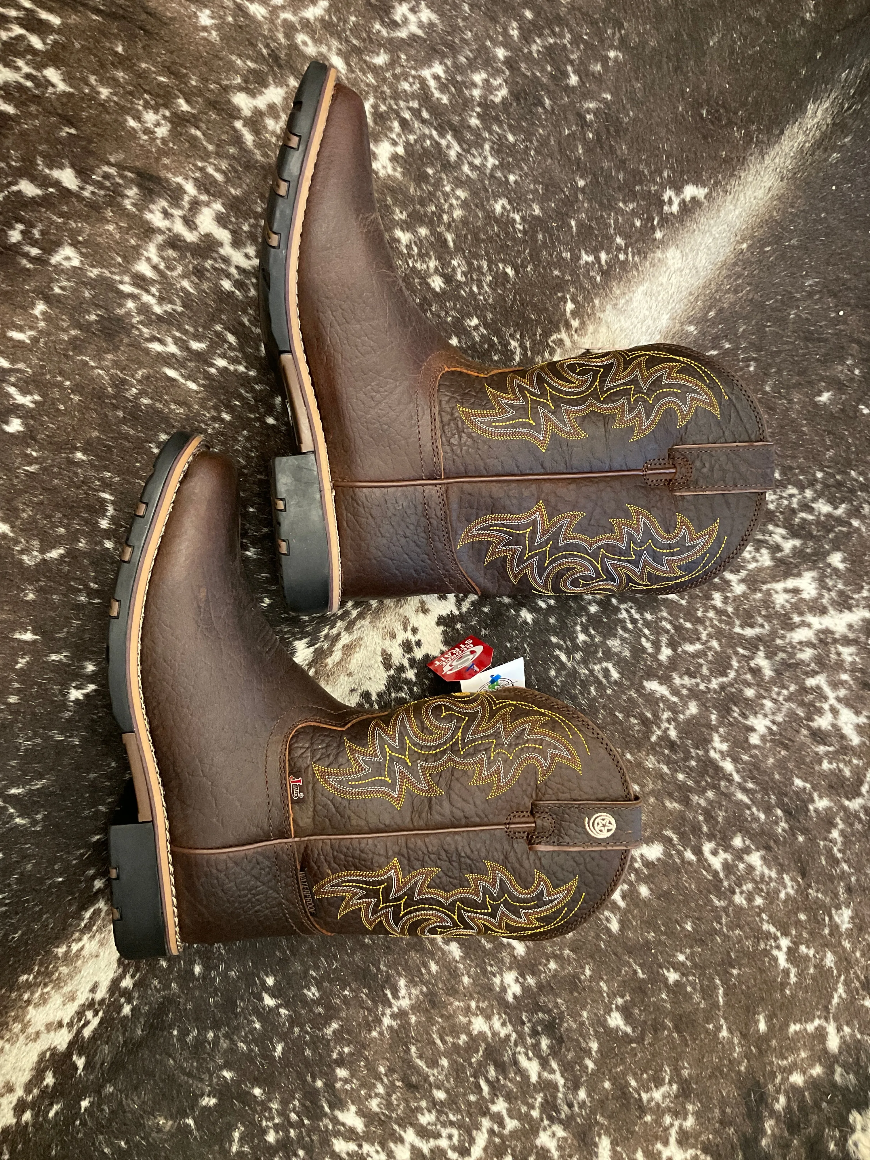 Justin Fireman Distressed Brown Water Buffalo-George Straits