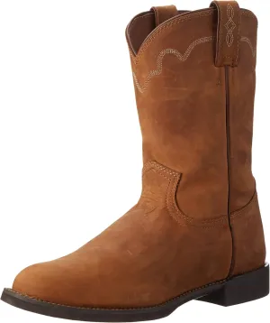 Justin Jeb 10" Roper Mens Western Boots, Premium Leather, Classic Style, Durable Construction, Comfortable Fit, Tan Apache - 10 EE