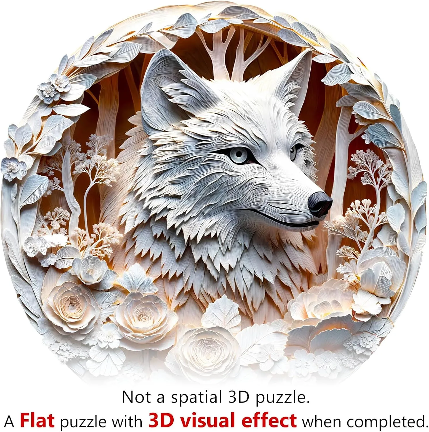KAAYEE Wooden Puzzles for Adults, 3D Vision Effect Wolf Wooden Jigsaw Puzzles Unique Shape Advanced Wood Puzzle Adult, Flat Puzzle Birthday Fathers Family Game (S 8.5 * 8.5in 100pcs)