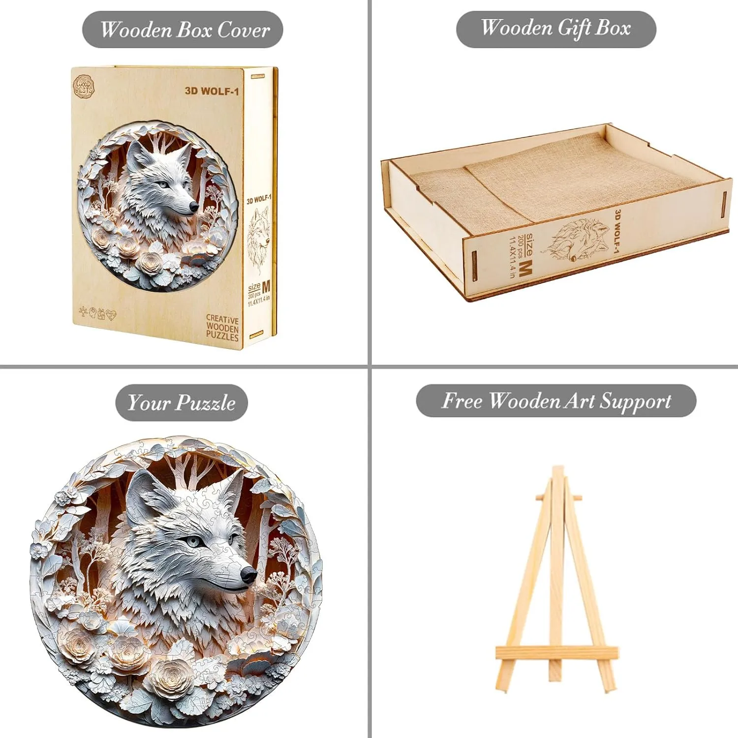 KAAYEE Wooden Puzzles for Adults, 3D Vision Effect Wolf Wooden Jigsaw Puzzles Unique Shape Advanced Wood Puzzle Adult, Flat Puzzle Birthday Fathers Family Game (S 8.5 * 8.5in 100pcs)