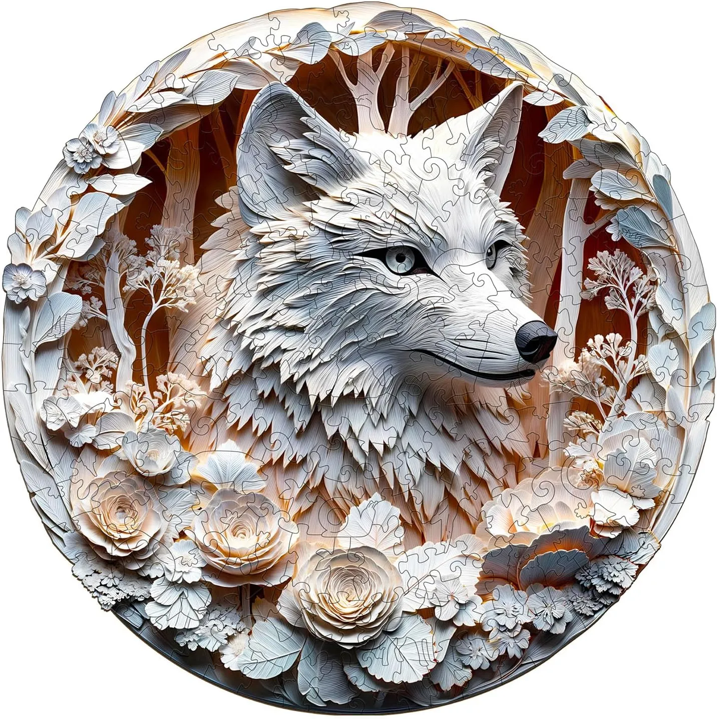 KAAYEE Wooden Puzzles for Adults, 3D Vision Effect Wolf Wooden Jigsaw Puzzles Unique Shape Advanced Wood Puzzle Adult, Flat Puzzle Birthday Fathers Family Game (S 8.5 * 8.5in 100pcs)