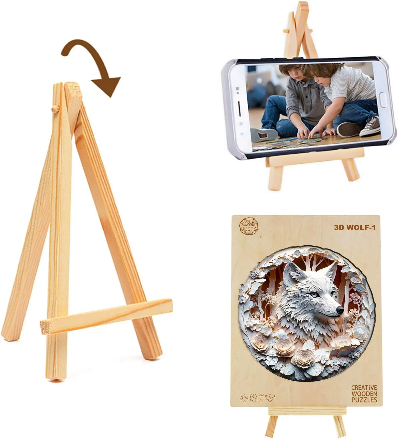 KAAYEE Wooden Puzzles for Adults, 3D Vision Effect Wolf Wooden Jigsaw Puzzles Unique Shape Advanced Wood Puzzle Adult, Flat Puzzle Birthday Fathers Family Game (S 8.5 * 8.5in 100pcs)