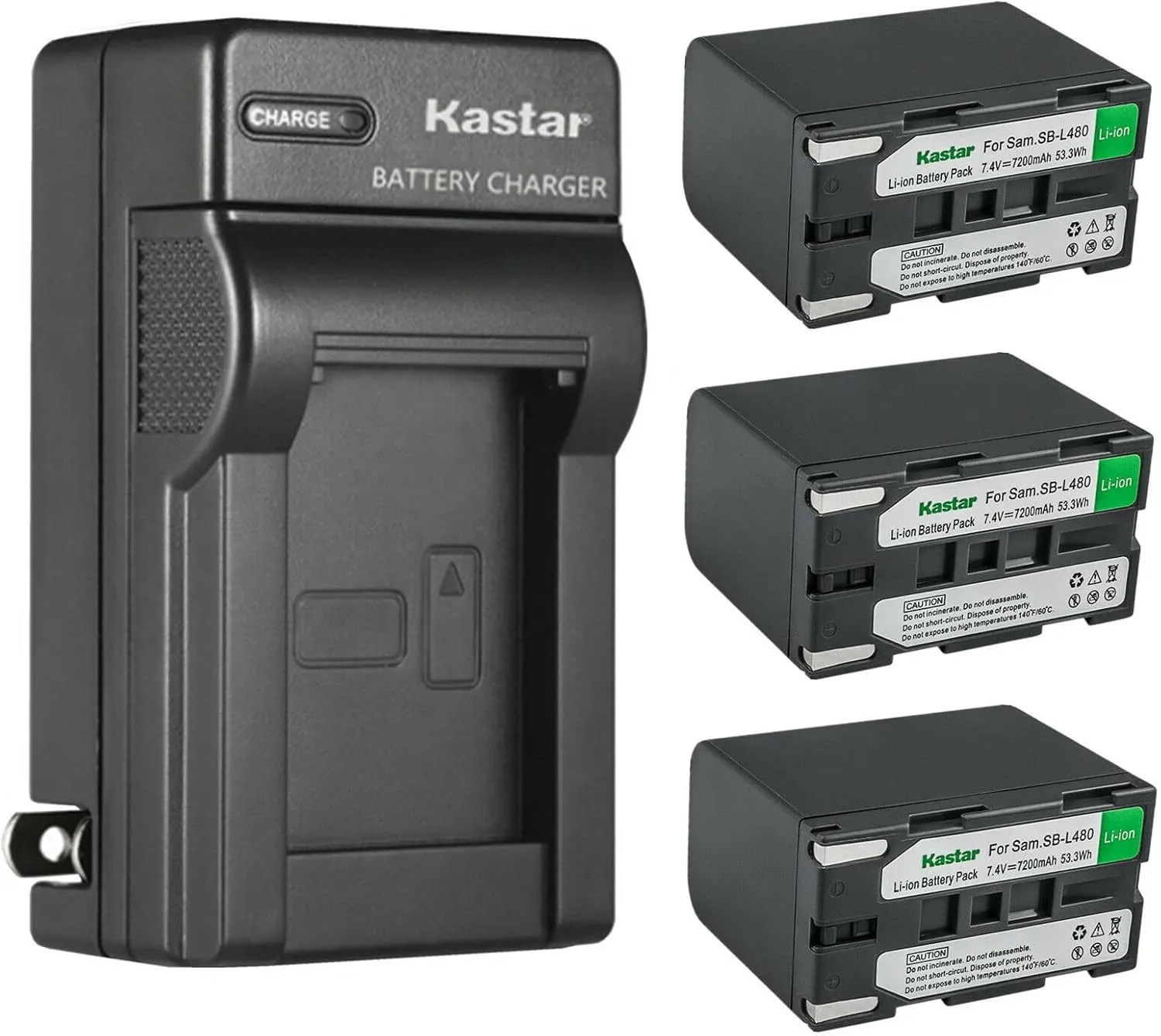 Kastar 3-Pack SB-L480 Battery and AC Wall Charger Replacement for Mamiya Leaf Aptus-II 12, Mamiya Leaf Aptus-II 12R, Mamiya Leaf Aptus 17, Mamiya Leaf Aptus 22 Medium Format Camera