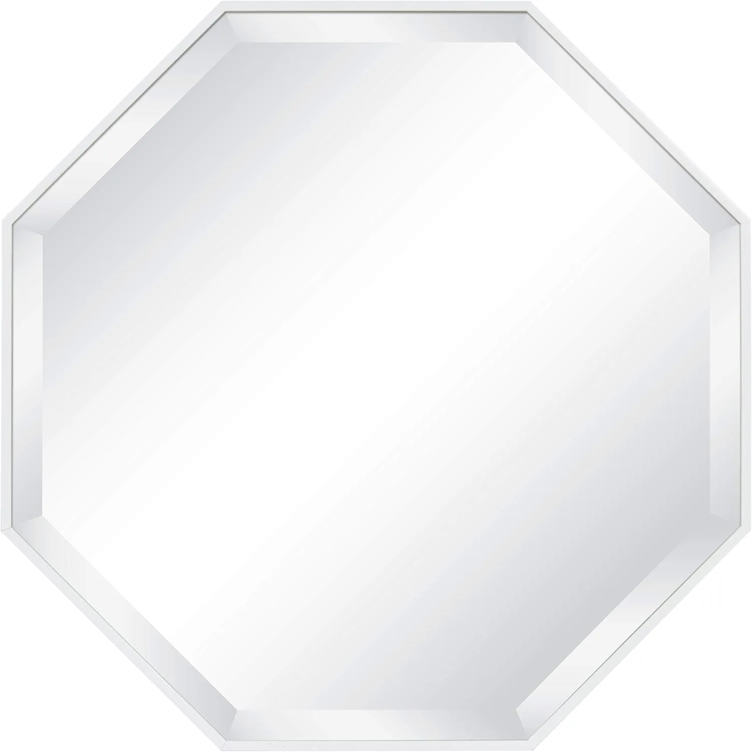 Kate and Laurel Rhodes Modern Octagon Wall Mirror, White 25x25 Inches