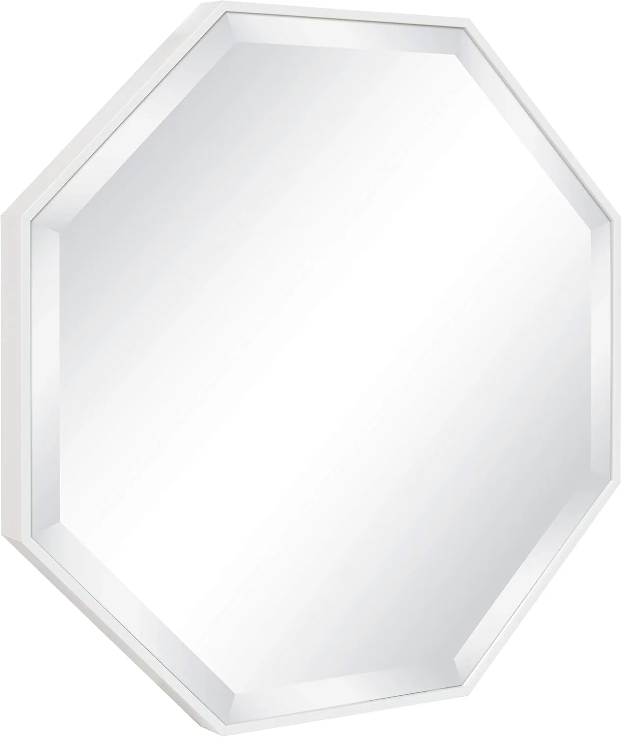 Kate and Laurel Rhodes Modern Octagon Wall Mirror, White 25x25 Inches