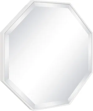 Kate and Laurel Rhodes Modern Octagon Wall Mirror, White 25x25 Inches