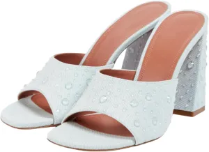 keleimusi Women's Trendy Square Toe Block Heel Dress Mules with Wide Strap