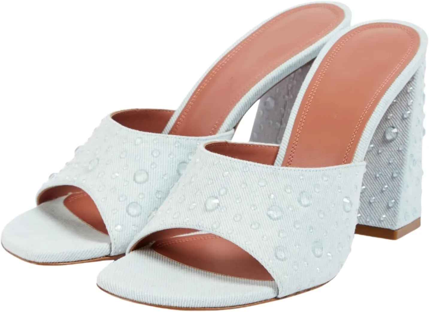 keleimusi Women's Trendy Square Toe Block Heel Dress Mules with Wide Strap