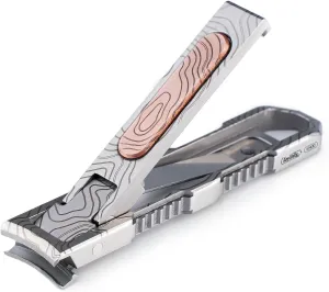 KeyUnity KN00 EDC Foldable Nail Clipper with File, German 4116 Stainless Steel Curved Fingernail Trimmer Cutter for Travel & Everyday Carry (Suminagashi)