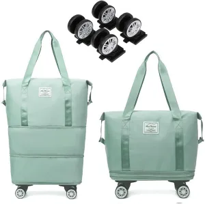 Klarson Expandable Bag with Wheels - New Scratch Expandable Travel Duffle Bag with Wheels, Foldable Suitcase without Handl (H)