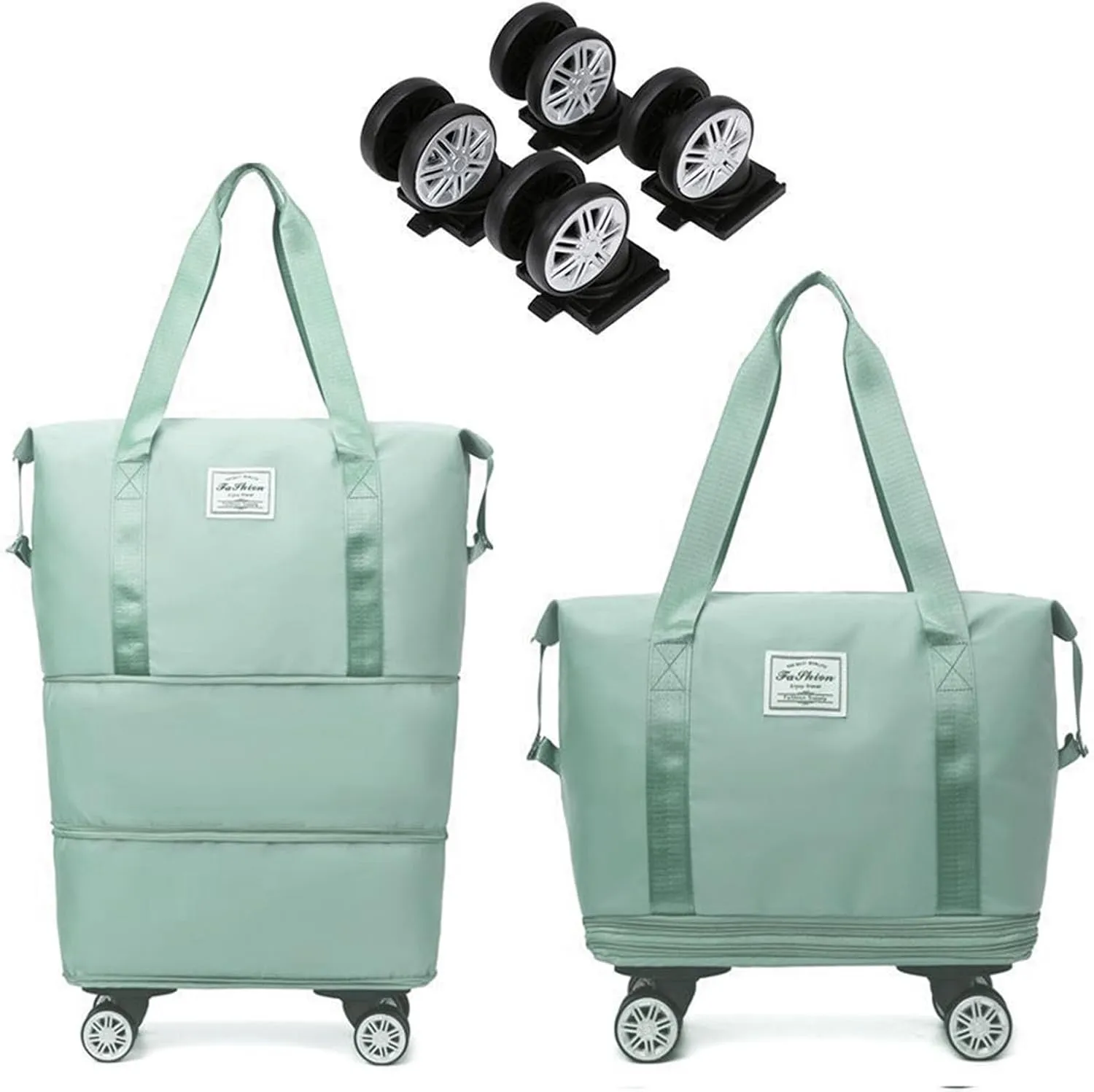 Klarson Expandable Bag with Wheels - New Scratch Expandable Travel Duffle Bag with Wheels, Foldable Suitcase without Handl (H)