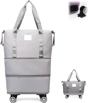 Klarson Expandable Bag With Wheels,Klarson Travel Bag,Klarson Duffle Bag,Foldable Duffle Bag With Wheels,Collapsible Luggage With Wheels,Collapsible Luggage,Foldable Suitcase (Gray)