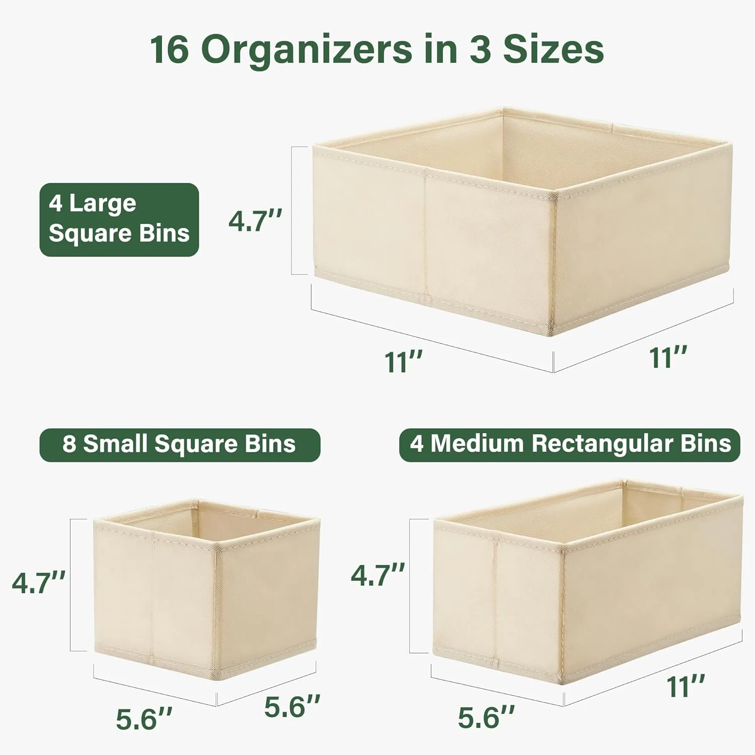Kootek 16 Pack Drawer Organizer Clothes, Dresser Drawer Organizers for Clothing Fabric Foldable Closet Organizers and Storage Bins for Baby Clothes, Nursery, Underwear, Bras, Socks
