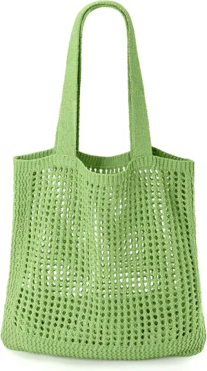 KPX Crochet Tote, Mesh Knitted Shoulder Bag - Large Aesthetic Hobo for Women - Summer