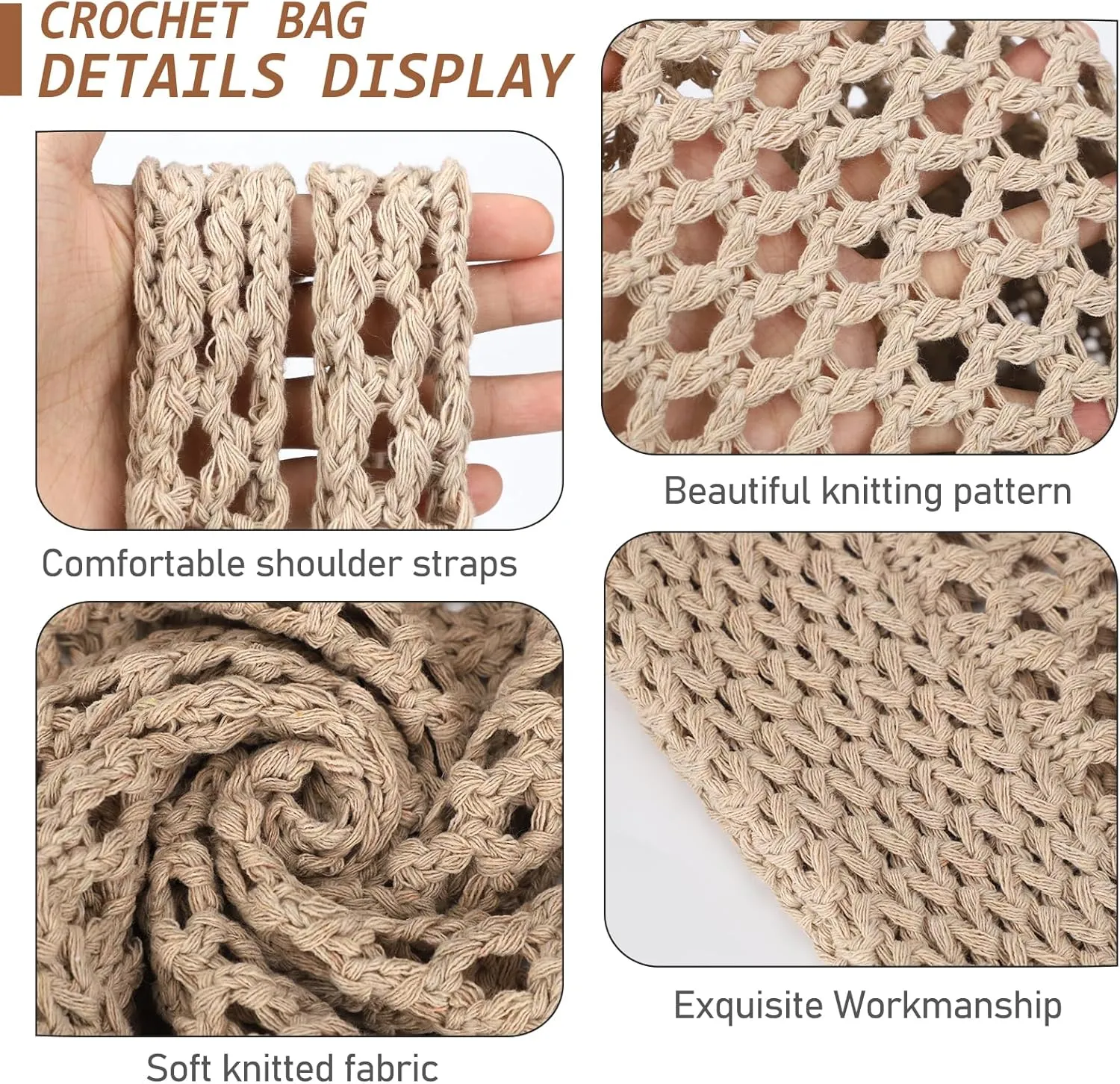 KPX Crochet Tote, Mesh Knitted Shoulder Bag - Large Aesthetic Hobo for Women - Summer