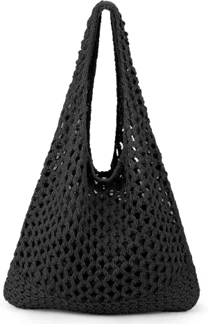 KPX Crochet Tote, Mesh Knitted Shoulder Bag - Large Aesthetic Hobo for Women - Summer