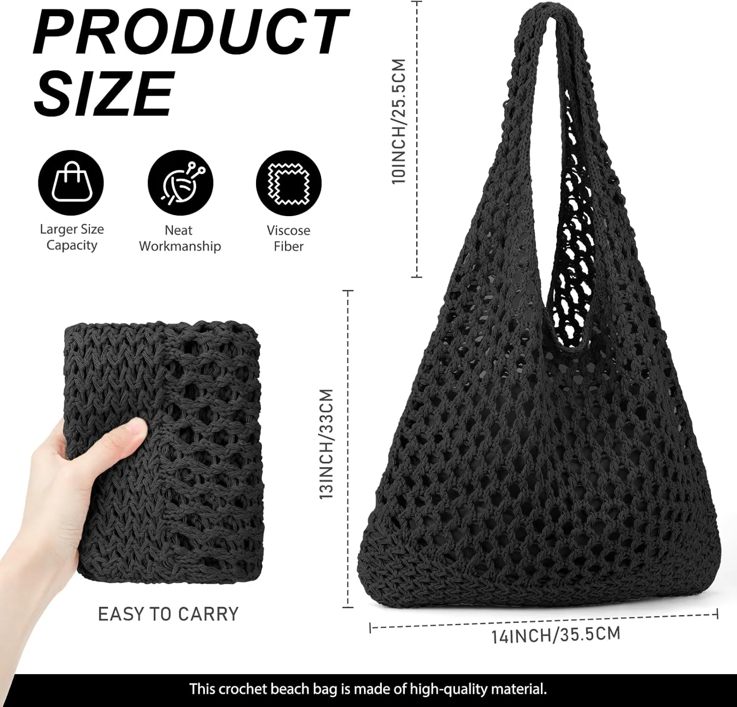 KPX Crochet Tote, Mesh Knitted Shoulder Bag - Large Aesthetic Hobo for Women - Summer