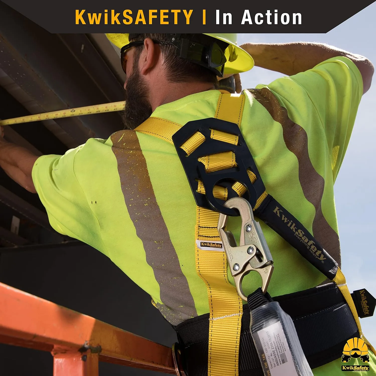 KwikSafety - Charlotte, NC - TAIPAN 6’ Single Leg Flat Safety Lanyard [1 PACK] External Shock Absorber ANSI Tested OSHA Compliant Fall Restraint Protection Equipment Construction PPE Roofing Gear