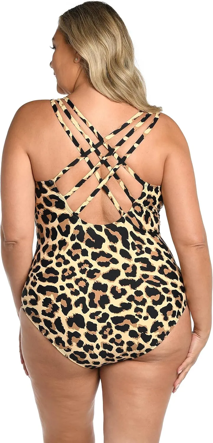 La Blanca Women's Multi Strap Cross Back One Piece Swimsuit