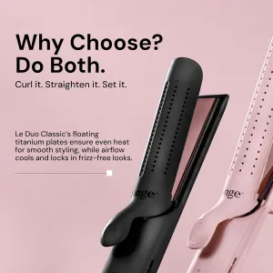 L'ANGE HAIR Le Duo Grande 360° Airflow Styler | 2-in-1 Curling Wand & Titanium Flat Iron Professional Hair Straightener and Curler with Cooling Air Vents to Lock in Style | Adjustable Temp (Black)