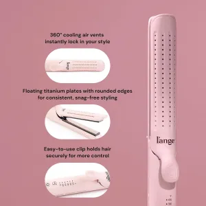 L'ANGE HAIR Le Duo Grande 360° Airflow Styler | 2-in-1 Curling Wand & Titanium Flat Iron Professional Hair Straightener and Curler with Cooling Air Vents to Lock in Style | Adjustable Temp (Blush)