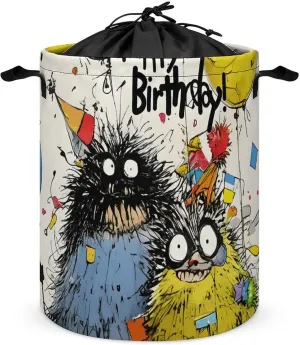 Laundry Hampers, Large Drawstring Laundry Bag, Removable Laundry Bags, Collapsible Storage Bin with Handles for Home Organization, Kids Room, Nursery Drawing