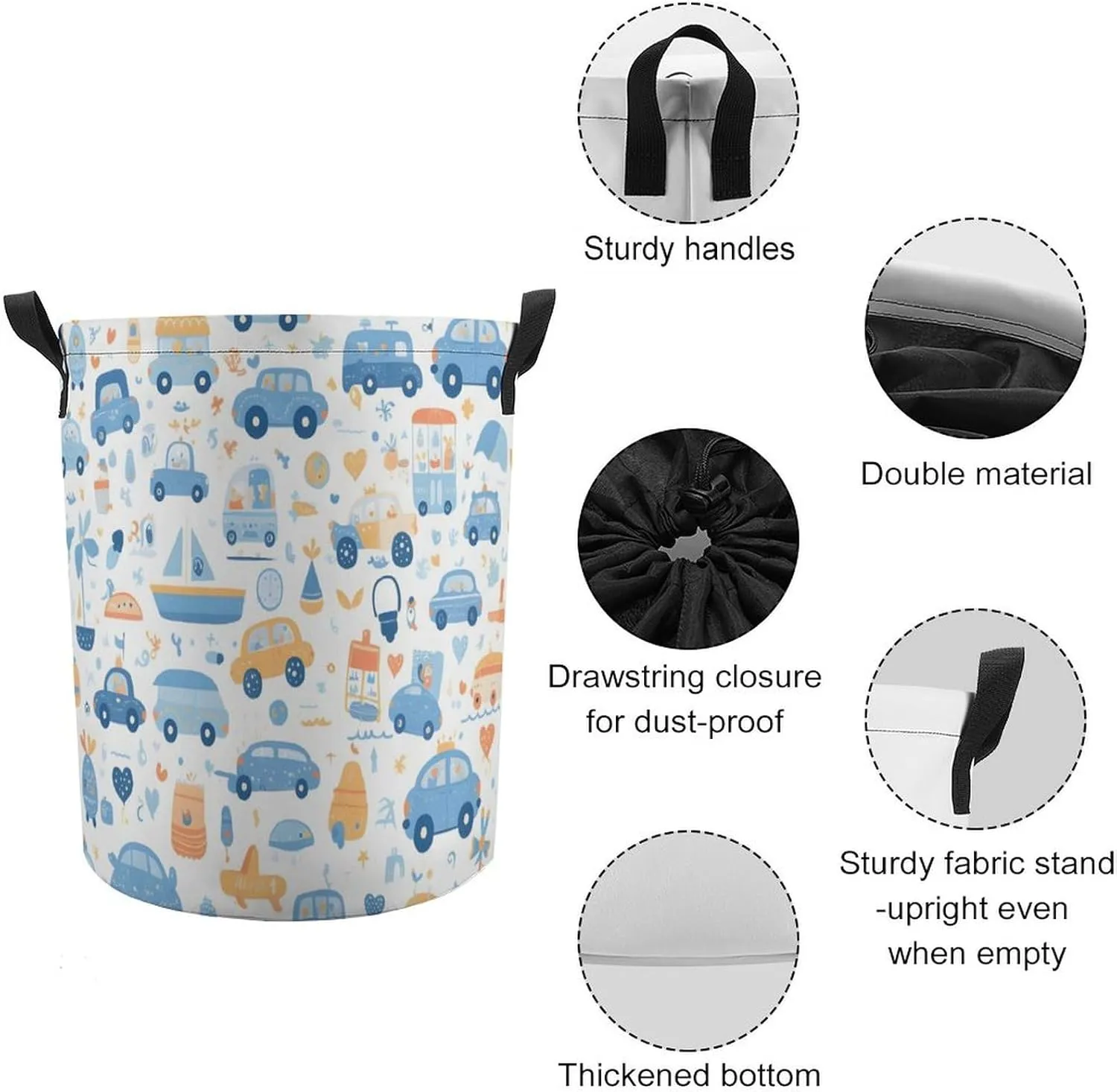 Laundry Hampers, Large Drawstring Laundry Bag, Removable Laundry Bags, Collapsible Storage Bin with Handles for Home Organization, Kids Room, Nursery Organism